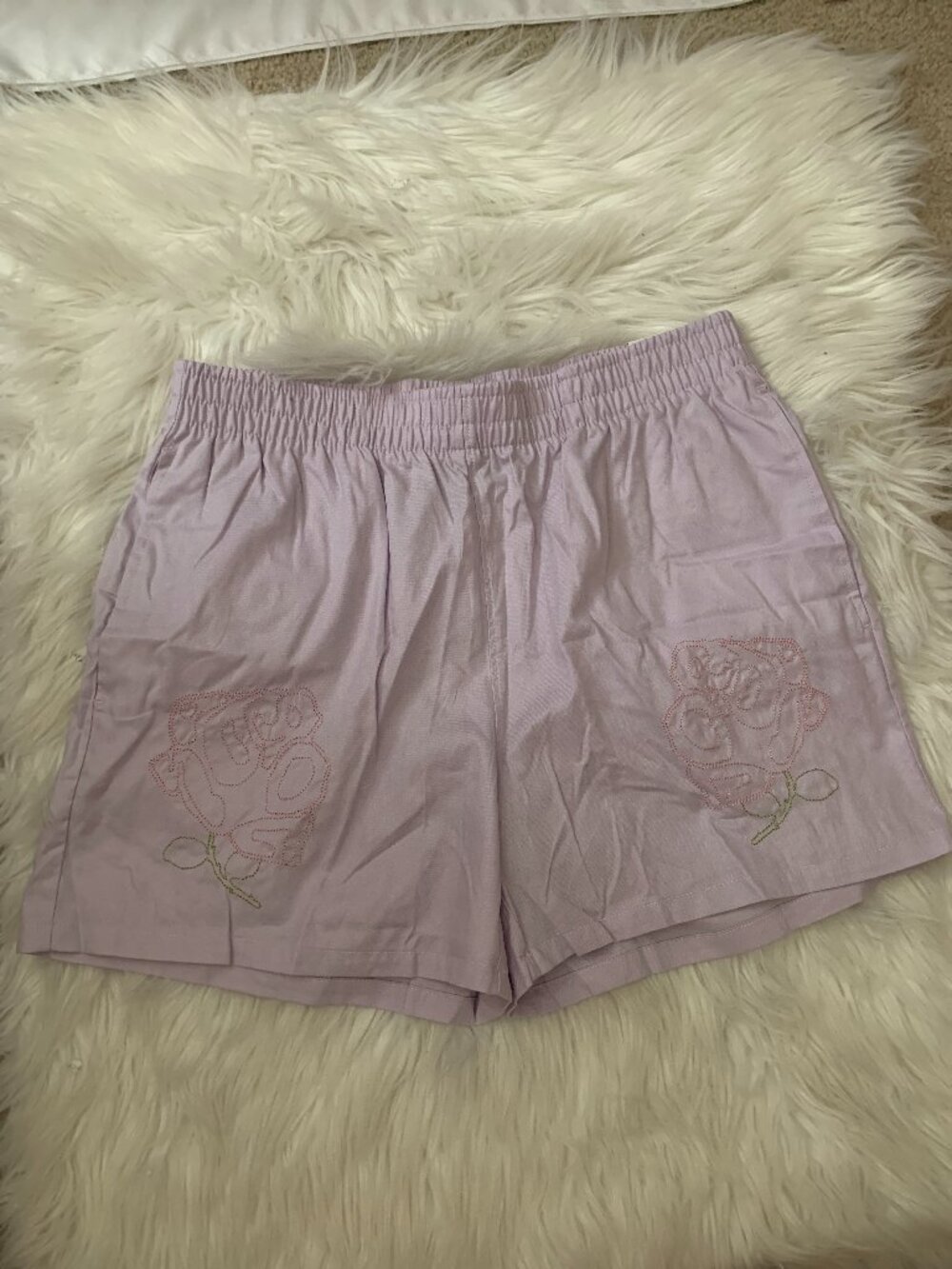 NIKE X AIR JORDAN Roses Embroidered Woven Shorts in Lilac Sz MEDIUM